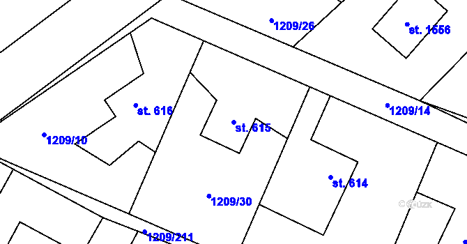 Parcela st. 615 v KÚ Kunčice pod Ondřejníkem, Katastrální mapa