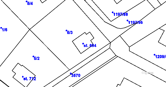 Parcela st. 694 v KÚ Kunčice pod Ondřejníkem, Katastrální mapa