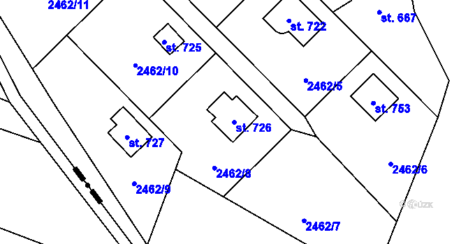 Parcela st. 726 v KÚ Kunčice pod Ondřejníkem, Katastrální mapa