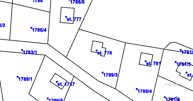 Parcela st. 778 v KÚ Kunčice pod Ondřejníkem, Katastrální mapa
