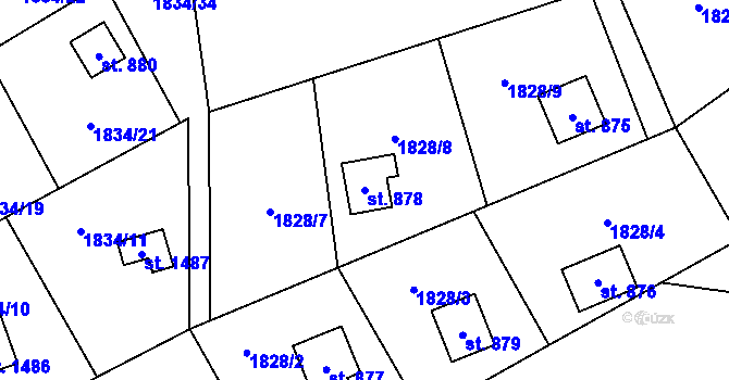 Parcela st. 878 v KÚ Kunčice pod Ondřejníkem, Katastrální mapa