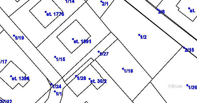 Parcela st. 1/27 v KÚ Kunčice pod Ondřejníkem, Katastrální mapa