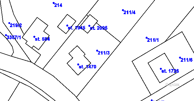 Parcela st. 211/3 v KÚ Kunčice pod Ondřejníkem, Katastrální mapa