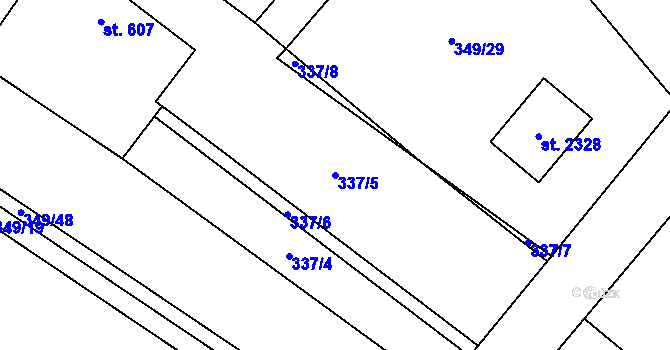 Parcela st. 337/5 v KÚ Kunčice pod Ondřejníkem, Katastrální mapa