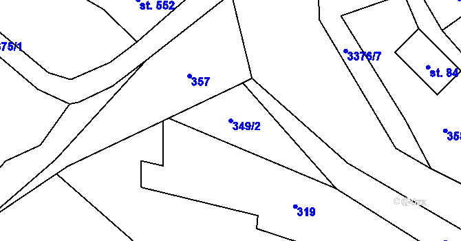 Parcela st. 349/2 v KÚ Kunčice pod Ondřejníkem, Katastrální mapa
