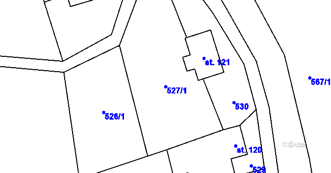 Parcela st. 527/1 v KÚ Kunčice pod Ondřejníkem, Katastrální mapa