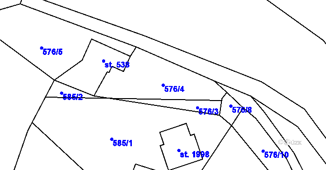 Parcela st. 576/4 v KÚ Kunčice pod Ondřejníkem, Katastrální mapa