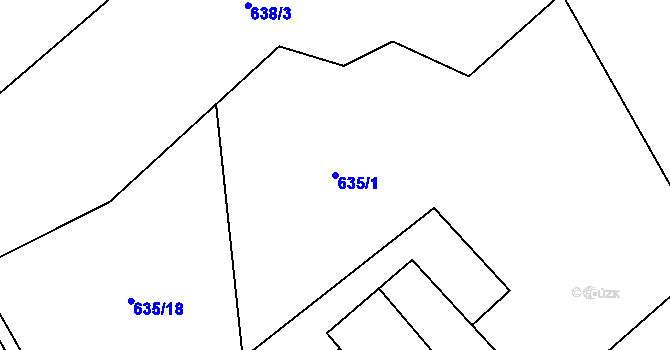 Parcela st. 635/1 v KÚ Kunčice pod Ondřejníkem, Katastrální mapa