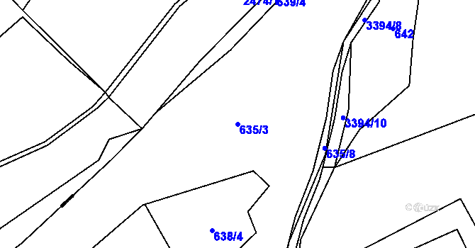 Parcela st. 635/3 v KÚ Kunčice pod Ondřejníkem, Katastrální mapa