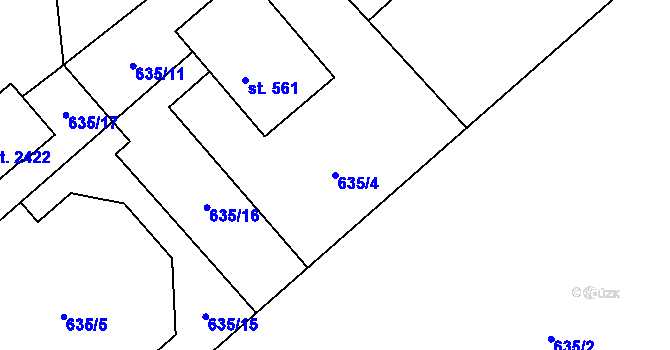 Parcela st. 635/4 v KÚ Kunčice pod Ondřejníkem, Katastrální mapa