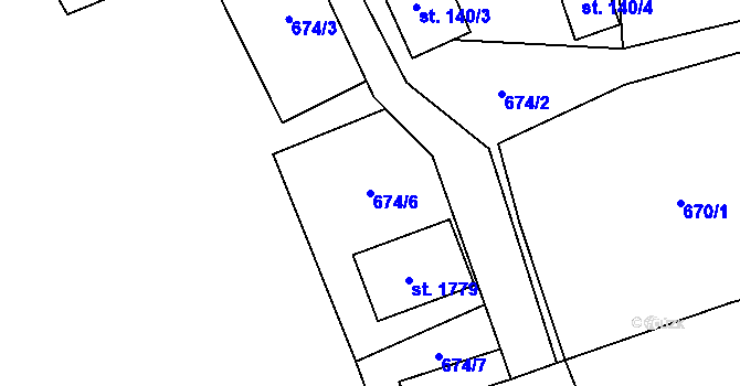 Parcela st. 674/6 v KÚ Kunčice pod Ondřejníkem, Katastrální mapa