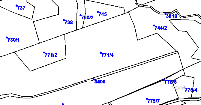 Parcela st. 771/4 v KÚ Kunčice pod Ondřejníkem, Katastrální mapa