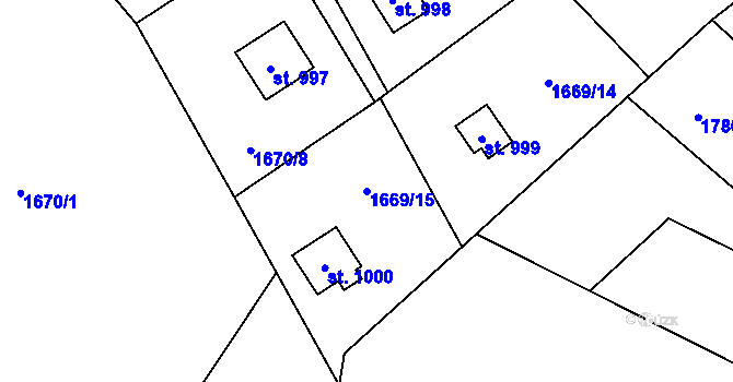 Parcela st. 1669/15 v KÚ Kunčice pod Ondřejníkem, Katastrální mapa