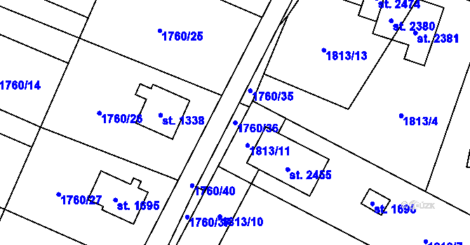 Parcela st. 1760/36 v KÚ Kunčice pod Ondřejníkem, Katastrální mapa