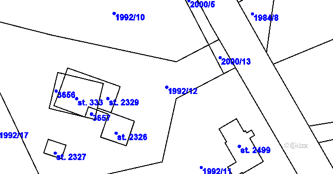 Parcela st. 1992/12 v KÚ Kunčice pod Ondřejníkem, Katastrální mapa