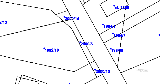 Parcela st. 2000/5 v KÚ Kunčice pod Ondřejníkem, Katastrální mapa