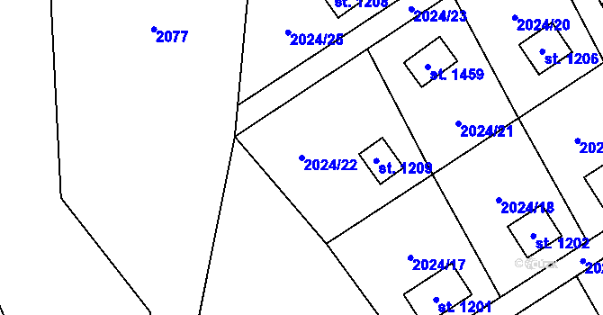 Parcela st. 2024/22 v KÚ Kunčice pod Ondřejníkem, Katastrální mapa