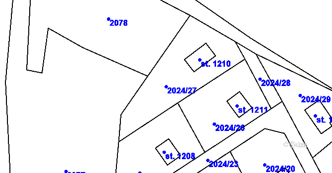 Parcela st. 2024/27 v KÚ Kunčice pod Ondřejníkem, Katastrální mapa