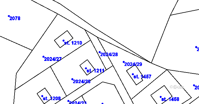 Parcela st. 2024/28 v KÚ Kunčice pod Ondřejníkem, Katastrální mapa