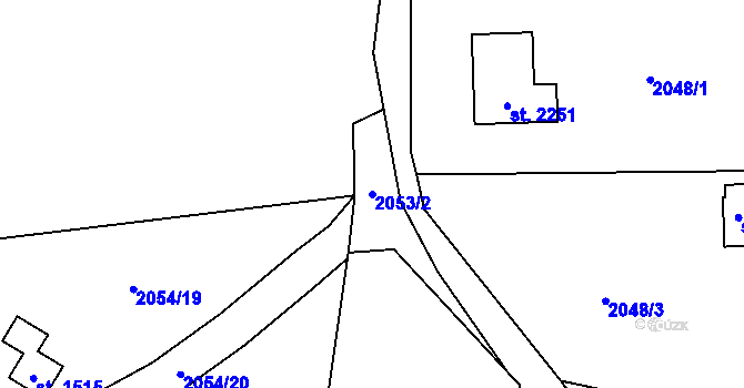 Parcela st. 2053/2 v KÚ Kunčice pod Ondřejníkem, Katastrální mapa