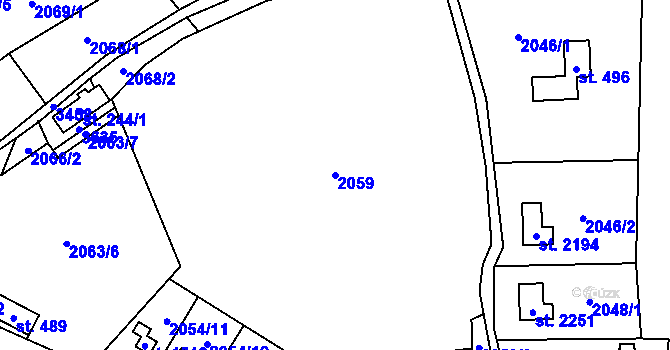 Parcela st. 2059 v KÚ Kunčice pod Ondřejníkem, Katastrální mapa