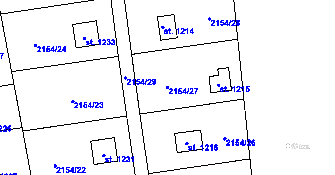Parcela st. 2154/27 v KÚ Kunčice pod Ondřejníkem, Katastrální mapa