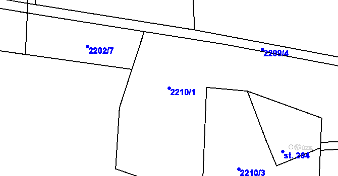 Parcela st. 2210/1 v KÚ Kunčice pod Ondřejníkem, Katastrální mapa