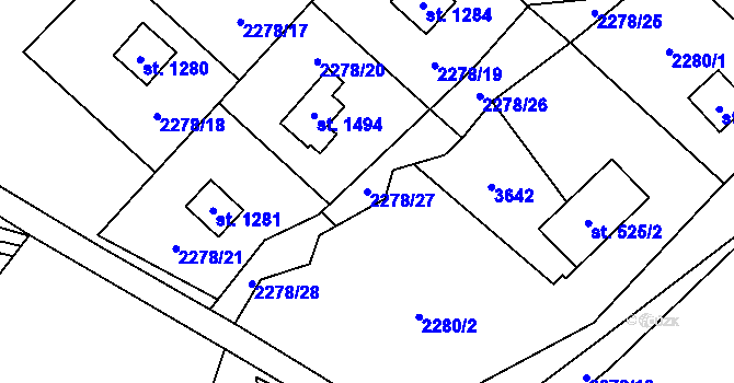 Parcela st. 2278/27 v KÚ Kunčice pod Ondřejníkem, Katastrální mapa