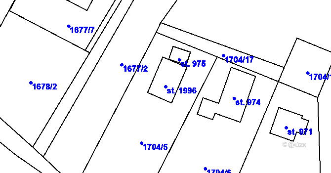 Parcela st. 1996 v KÚ Kunčice pod Ondřejníkem, Katastrální mapa