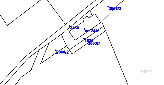 Parcela st. 244/2 v KÚ Kunčice pod Ondřejníkem, Katastrální mapa
