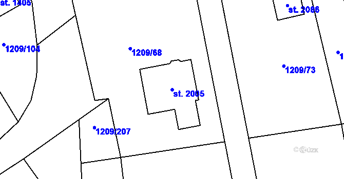 Parcela st. 2005 v KÚ Kunčice pod Ondřejníkem, Katastrální mapa