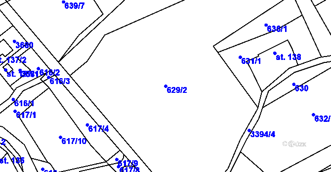 Parcela st. 629/2 v KÚ Kunčice pod Ondřejníkem, Katastrální mapa