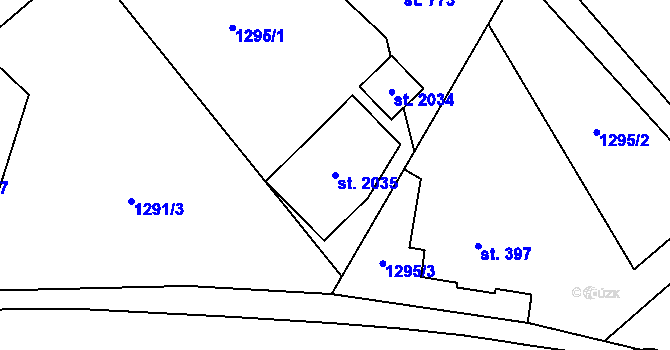 Parcela st. 2035 v KÚ Kunčice pod Ondřejníkem, Katastrální mapa