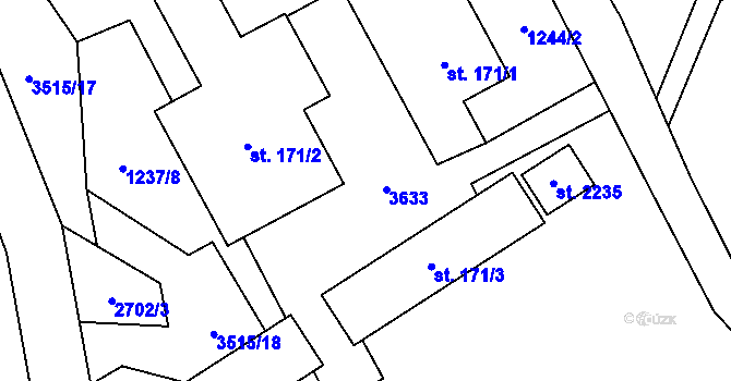 Parcela st. 171/4 v KÚ Kunčice pod Ondřejníkem, Katastrální mapa