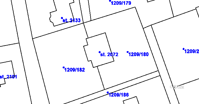 Parcela st. 2072 v KÚ Kunčice pod Ondřejníkem, Katastrální mapa