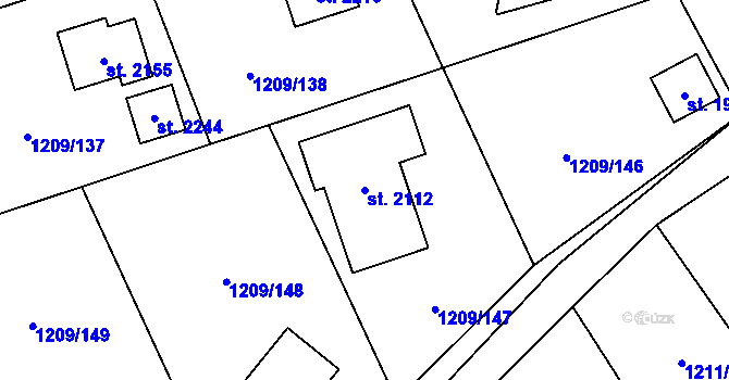 Parcela st. 2112 v KÚ Kunčice pod Ondřejníkem, Katastrální mapa