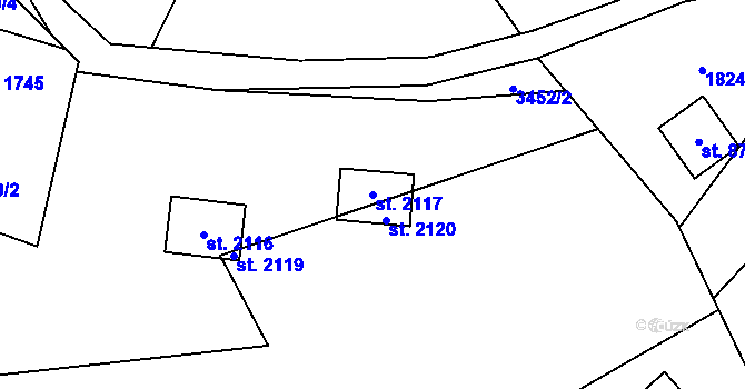 Parcela st. 2117 v KÚ Kunčice pod Ondřejníkem, Katastrální mapa