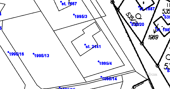 Parcela st. 2141 v KÚ Kunčice pod Ondřejníkem, Katastrální mapa