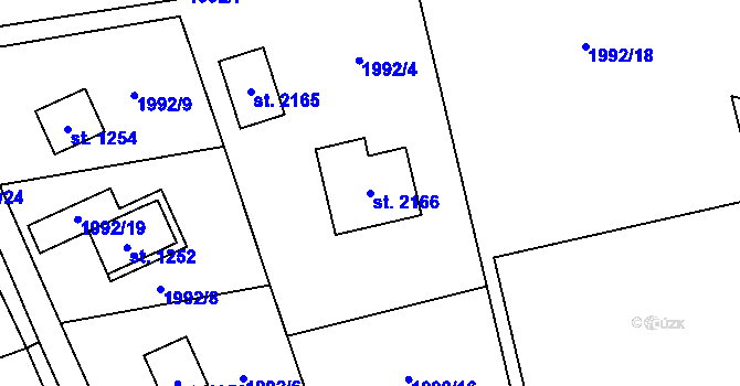 Parcela st. 2166 v KÚ Kunčice pod Ondřejníkem, Katastrální mapa