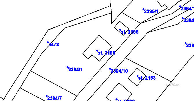 Parcela st. 2185 v KÚ Kunčice pod Ondřejníkem, Katastrální mapa