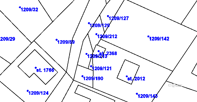 Parcela st. 2368 v KÚ Kunčice pod Ondřejníkem, Katastrální mapa