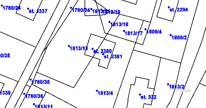 Parcela st. 2381 v KÚ Kunčice pod Ondřejníkem, Katastrální mapa