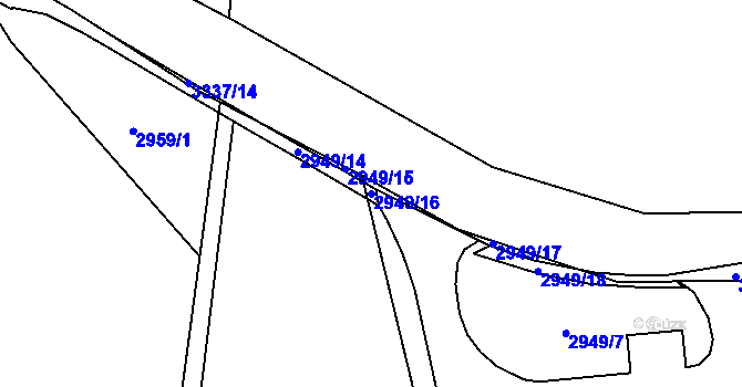 Parcela st. 2949/16 v KÚ Kunčice pod Ondřejníkem, Katastrální mapa