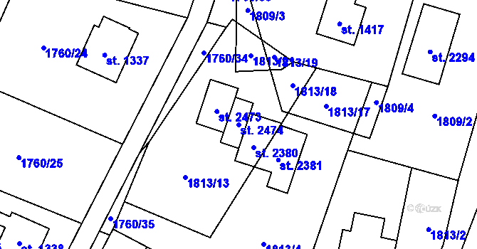 Parcela st. 2474 v KÚ Kunčice pod Ondřejníkem, Katastrální mapa