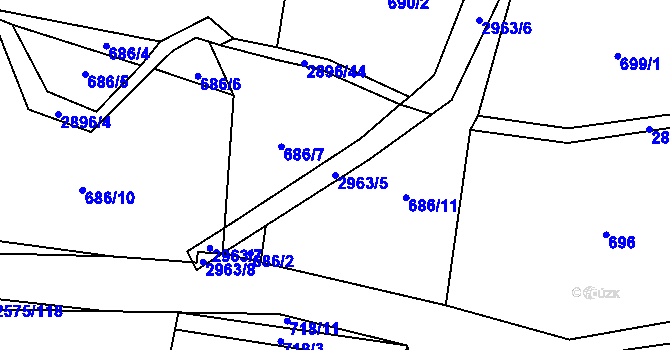 Parcela st. 2963/5 v KÚ Kunčina, Katastrální mapa
