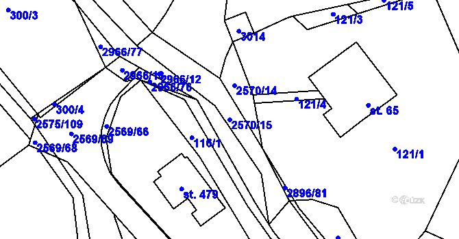 Parcela st. 2570/15 v KÚ Kunčina, Katastrální mapa