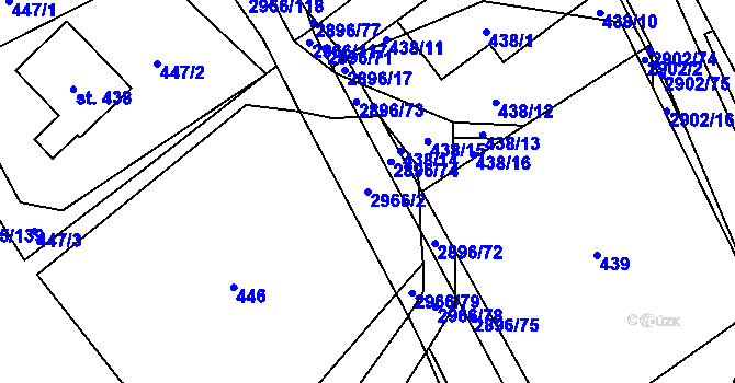 Parcela st. 2966/2 v KÚ Kunčina, Katastrální mapa
