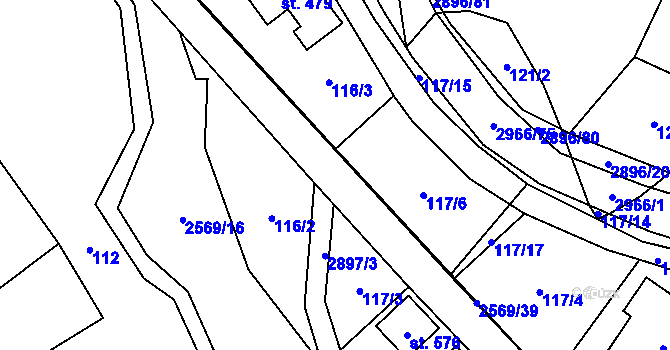 Parcela st. 2569/40 v KÚ Kunčina, Katastrální mapa