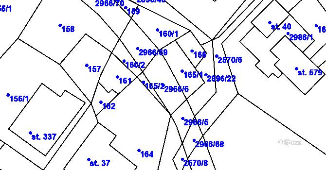 Parcela st. 2966/6 v KÚ Kunčina, Katastrální mapa