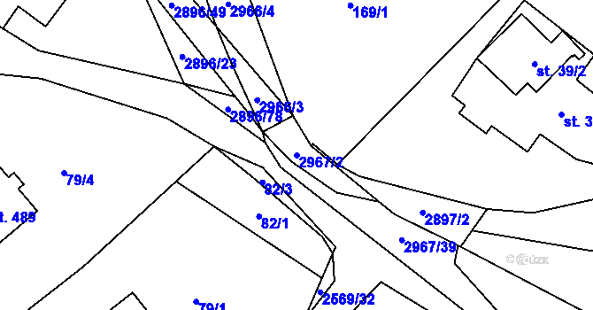 Parcela st. 2967/2 v KÚ Kunčina, Katastrální mapa